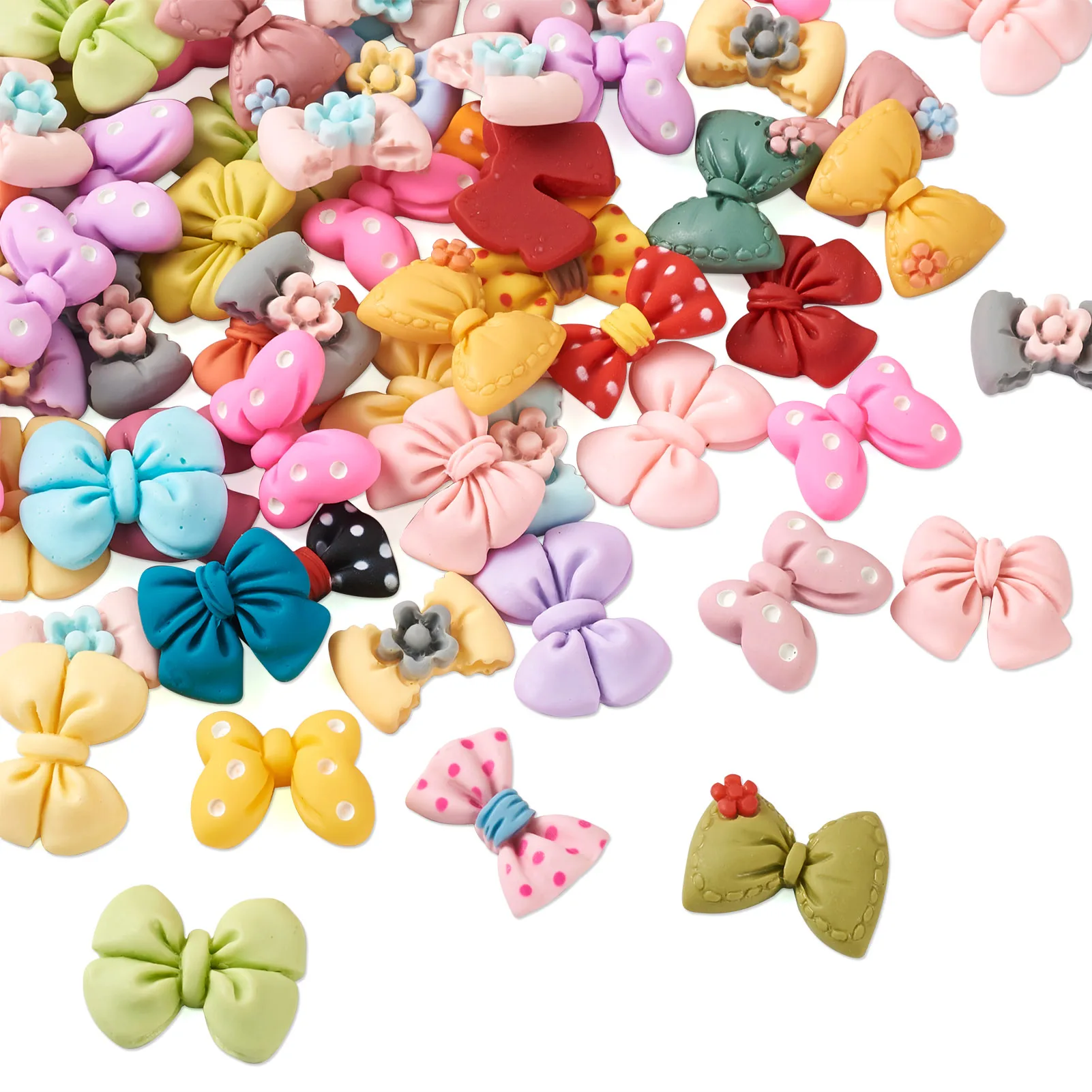 120Pcs Mixed Styles Bowknot Resin Cabochons Lovely Earrings Necklace Charms for DIY Jewelry Hair Bobby Pin Making Accessories