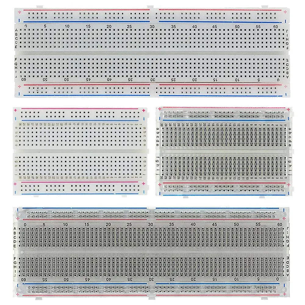 Placa de pruebas de 400/830 puntos, placa de pruebas de 830 puntos, MB-102, sin soldadura, PCB, 400 agujeros, MB102