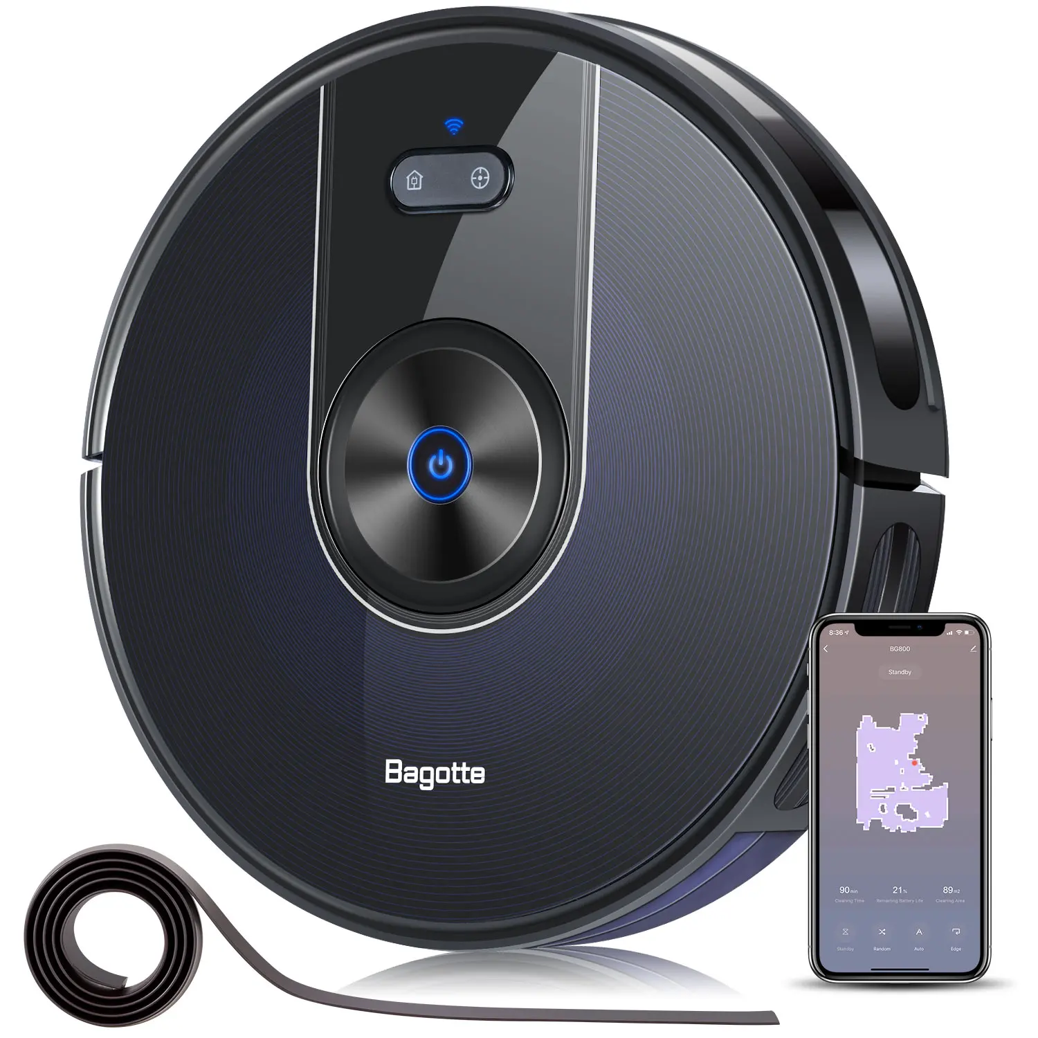 Bagotte Cheap Wet Floor Self Charging Battery Industrial Docking Intelligent Sweeping Auto UV Robot Vacuum Cleaner With Mopping