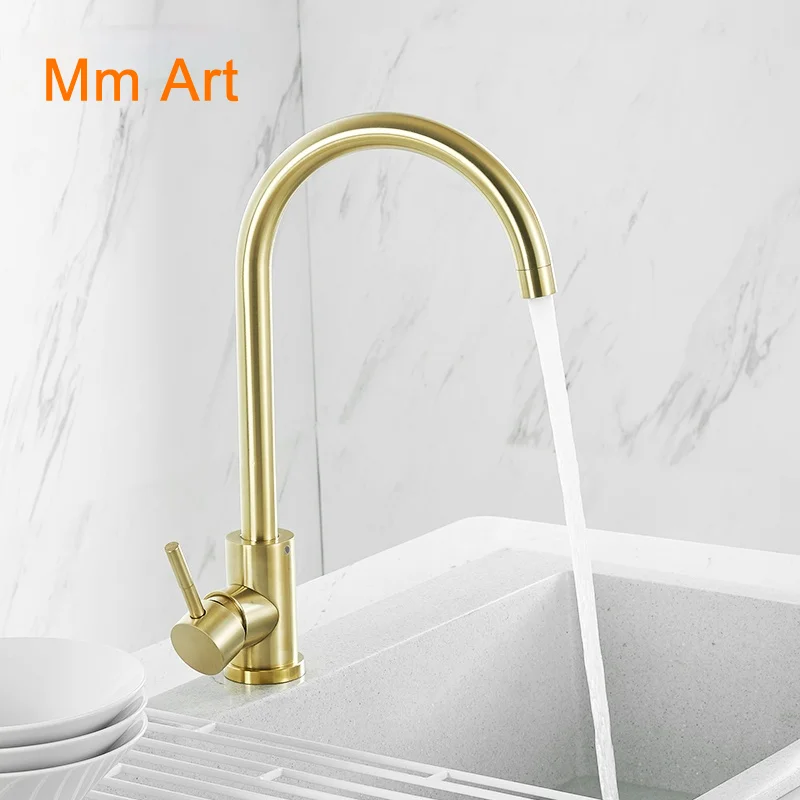 

Kitchen Faucet Hot and Cold Rotating Washing Basin Booster Faucet Gold Brushed Faucet Splash-Proof Water Faucet Stainless Steel