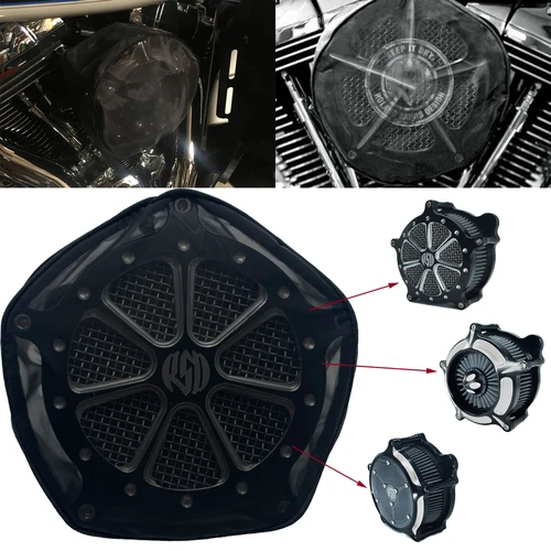 Imagen 2 del producto RSD-calcetín de lluvia impermeable negro para Harley Touring Sportster 1200 Softail Dyna Road King Electra Glide para Kit de limpieza de filtro de aire