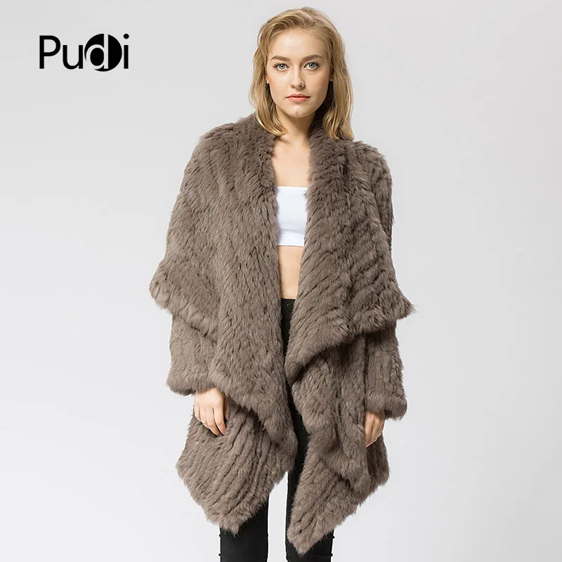 

CR060 Knitted Knit 100% Real Rabbit Fur Coat Overcoat Jacket Russian Women's Winter Thick Warm Genuine Fur Coat