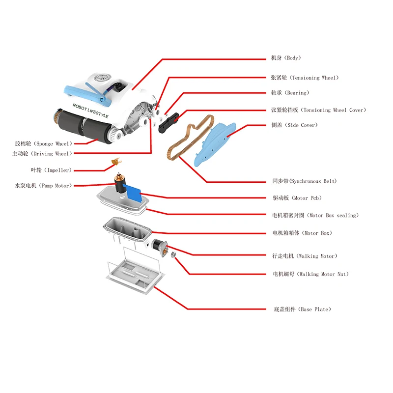 New Robot Swimming Pool Cleaner With 30m Cable Wall Climbing Function Remote Control High Efficiency for Indoor Outdoor Big Pool