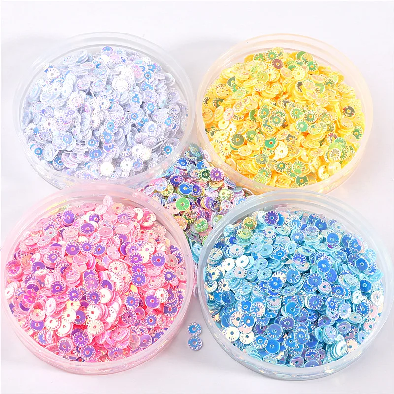 Lentejuelas de flor de Sol para manualidades, lentejuelas de ciruela en relieve, purpurina para accesorios de costura DIY, decoración de uñas y teléfono, 4mm, 2400 Uds.