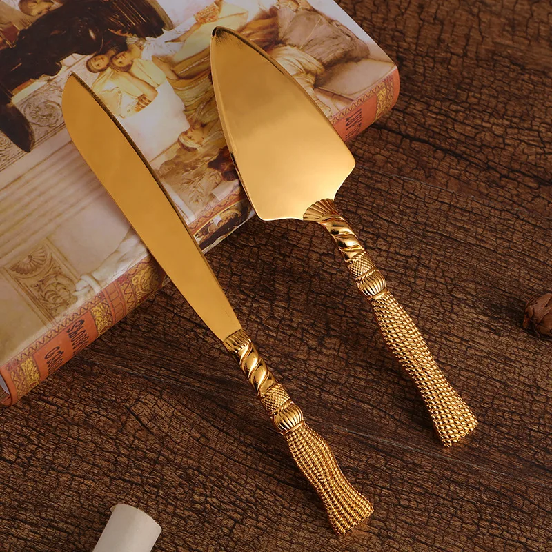 

European zinc alloy baking tools cake knife pizza triangular shovel tableware two-piece set