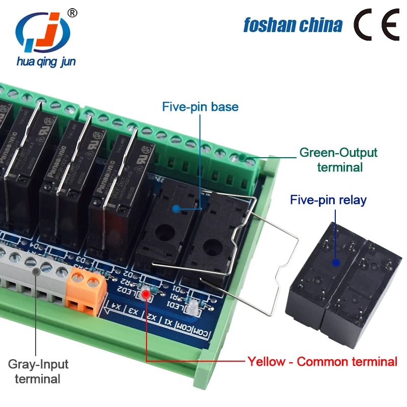 Huaqingjun SPDT 6-Channel Relay Module JW1FSN-DC24V 1NO 1NC Relays for Industrial Automation