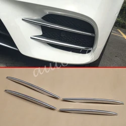 Chrome Fog Light Strips For Mercedes-Benz E-Class W213 S213 C238 A238 2017-2020 Front Grill Grille Molding