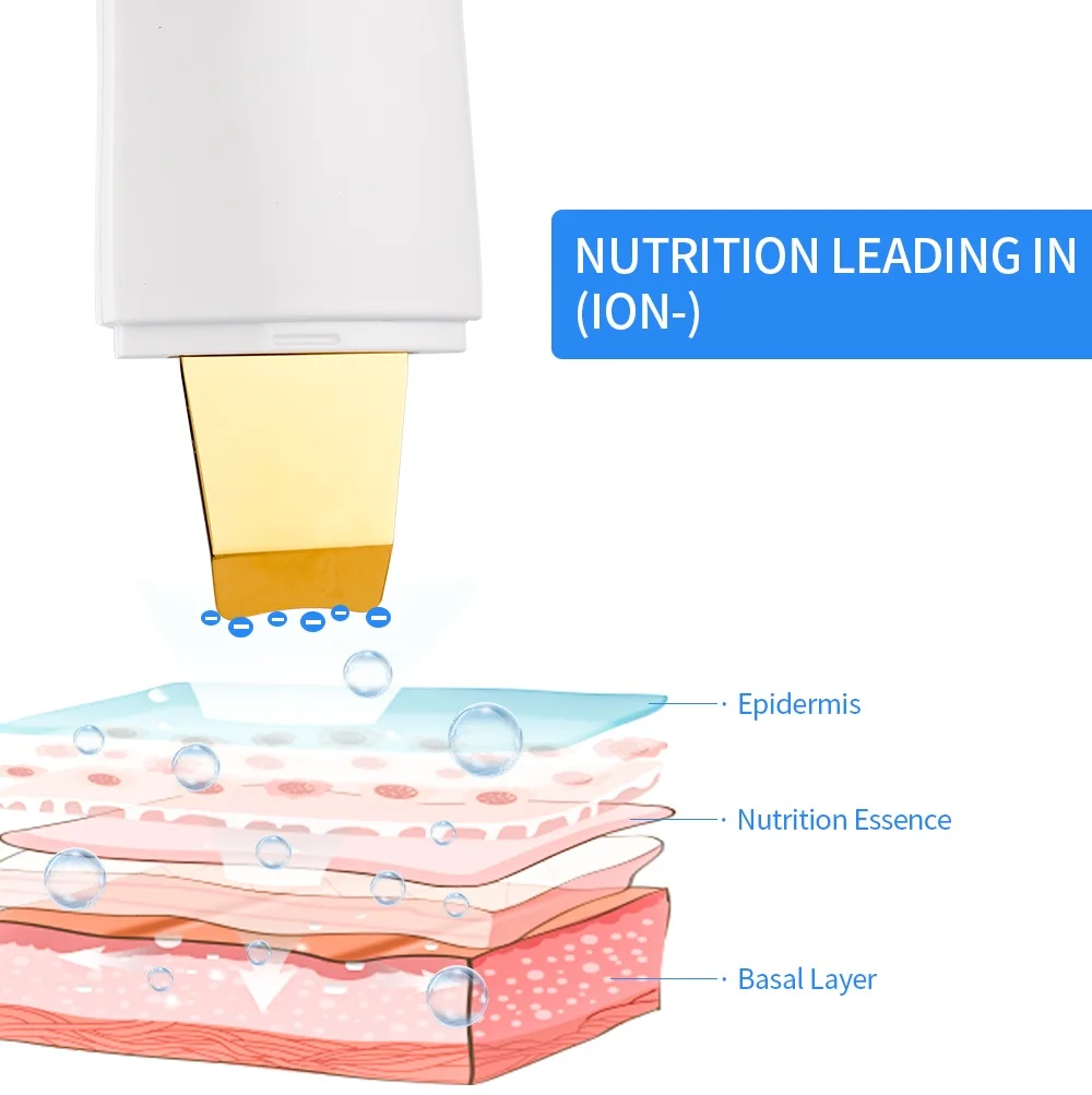 Limpiador de acné y poros, depurador ultrasónico de la piel de oro 24kHz con Nano niebla, exfoliante Facial hidratante