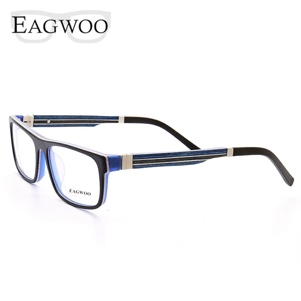 Ebony Wooden Eyeglasses Wood Prescription Optical Frame Man Full Rim Spectacel Fashion Myopia Glasses With Spring Temple