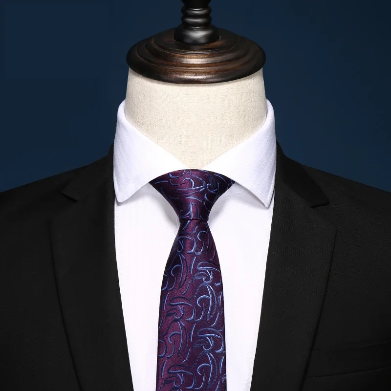 High Quality 2024 Designer New Fashion Gradient Flower Pattern Purple 8cm Ties for Men Necktie Work Formal Suit with Gift Tie