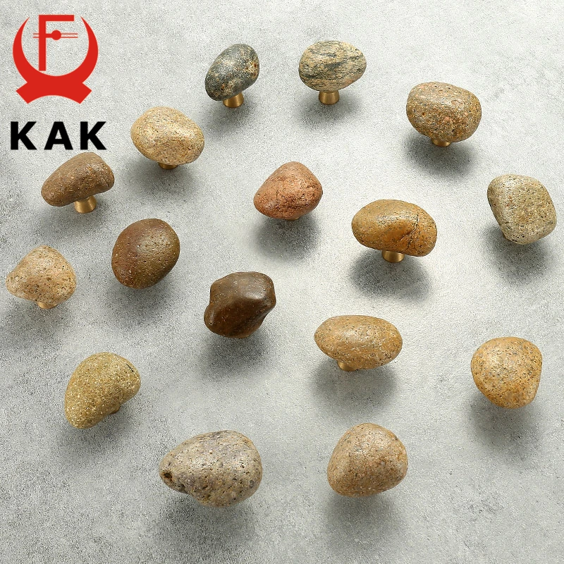 KAK Cobblestone Natural Stone Cabinet Knobs Individual Dresser Pulls  Kitchen Handle Drawer Knobs Furniture Handle Hardware