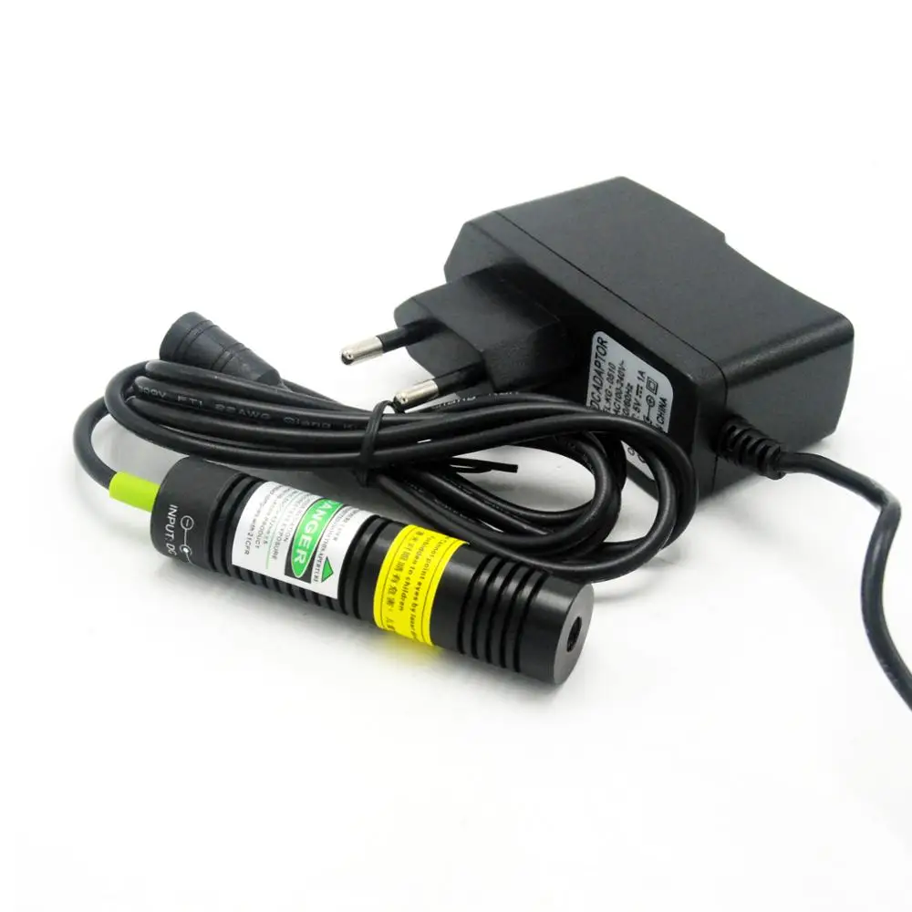 532nm 50mw Green Laser Diode Module Dot / Line Shape 3v-5v 18x75mm with AC Adapter