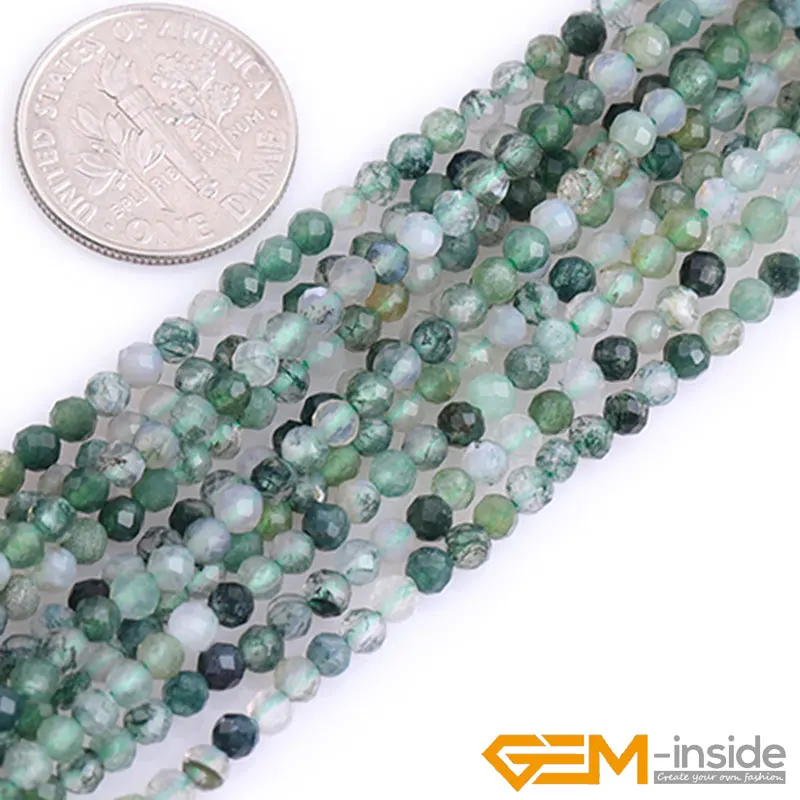 Natural Stone Small Beads Faceted Tiny Beads For Jewelry Making Strand 15\