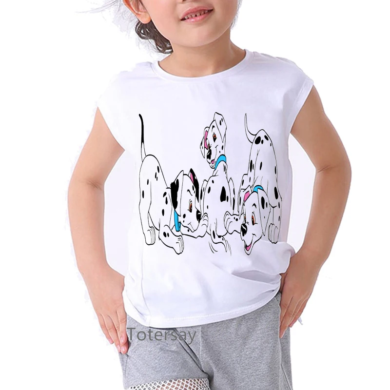 T-shirt imprimé Animal chien dalmatien pour filles, Streetwear blanc, Kawaii, Harajuku, Kawaii