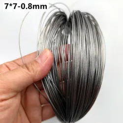 50M/100M 0.8mm Diameter 7X7 Construction 304 Stainless steel Wire rope Alambre Softer Fishing Lifting Cable