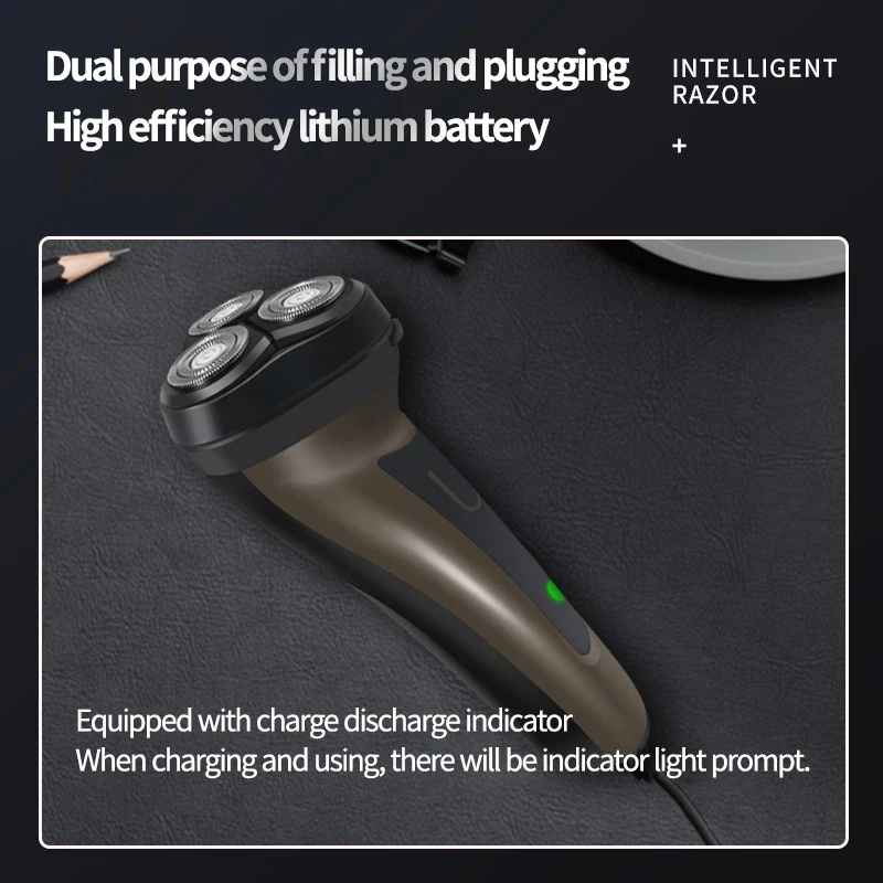 มีดโกน Usb เครื่องโกนหนวดไฟฟ้าแบบชาร์จไฟได้ Beard Razor Fully Washable Wet-Dry Dual Use Water Proof Fast Charging Portable