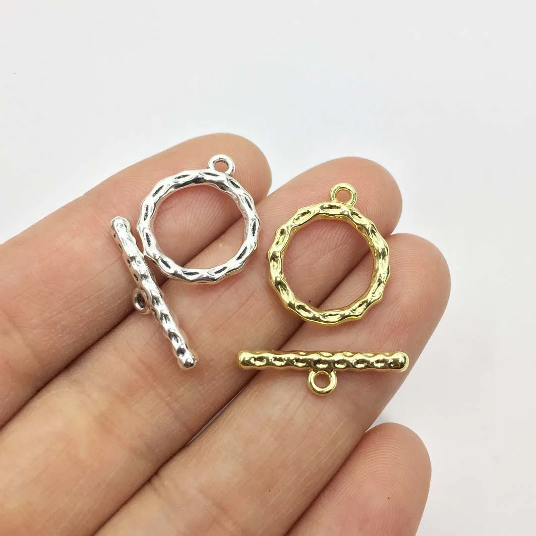 Eruifa 10 set /20pcs OT Closure 15mm Dia/24mm Long Zinc Alloy Charms Pendant Jewelry DIY Necklace 2 Colors