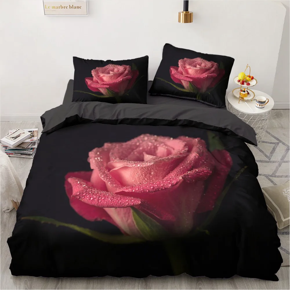 

3D Nordic Bedding Set Duvet Covers Sets Quilt Cover Comforter Bed Set King Queen Full Size Flowers Design Home Textile