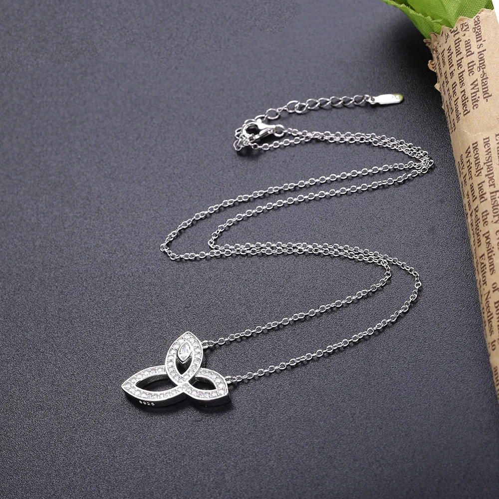 SHADOWHUNTERS Argent 925 Sterling Silver Three Leaves Pendant CZ Necklaces 925 Silver Women Party Fashion Jewelry Women Gift