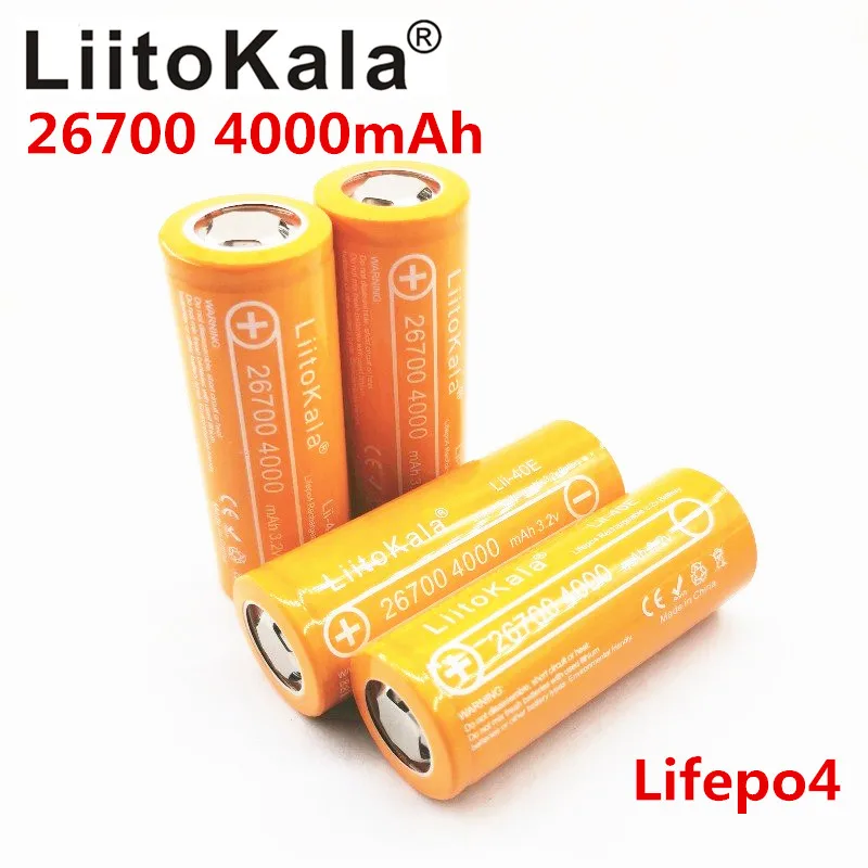 LiitoKala Lii-40E3.2V 26700 4000mAh Lifepo4  Rechargeable Battery for light solar warning light microphones Instead of 26650