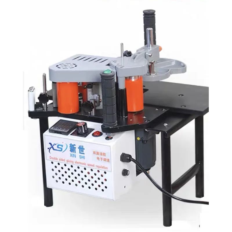 900W Small Manual Edge Banding Machine Double Side Gluing Portable Edge Bander Woodworking Edge Banding Machine 220V 