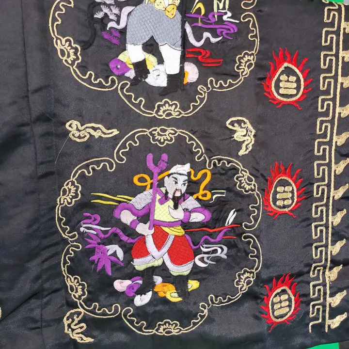 Taoist supplies, small sleeve five thunder Dharma clothes, Handmade Gold Silk Dharma clothes, black, Taoist Dharma objects