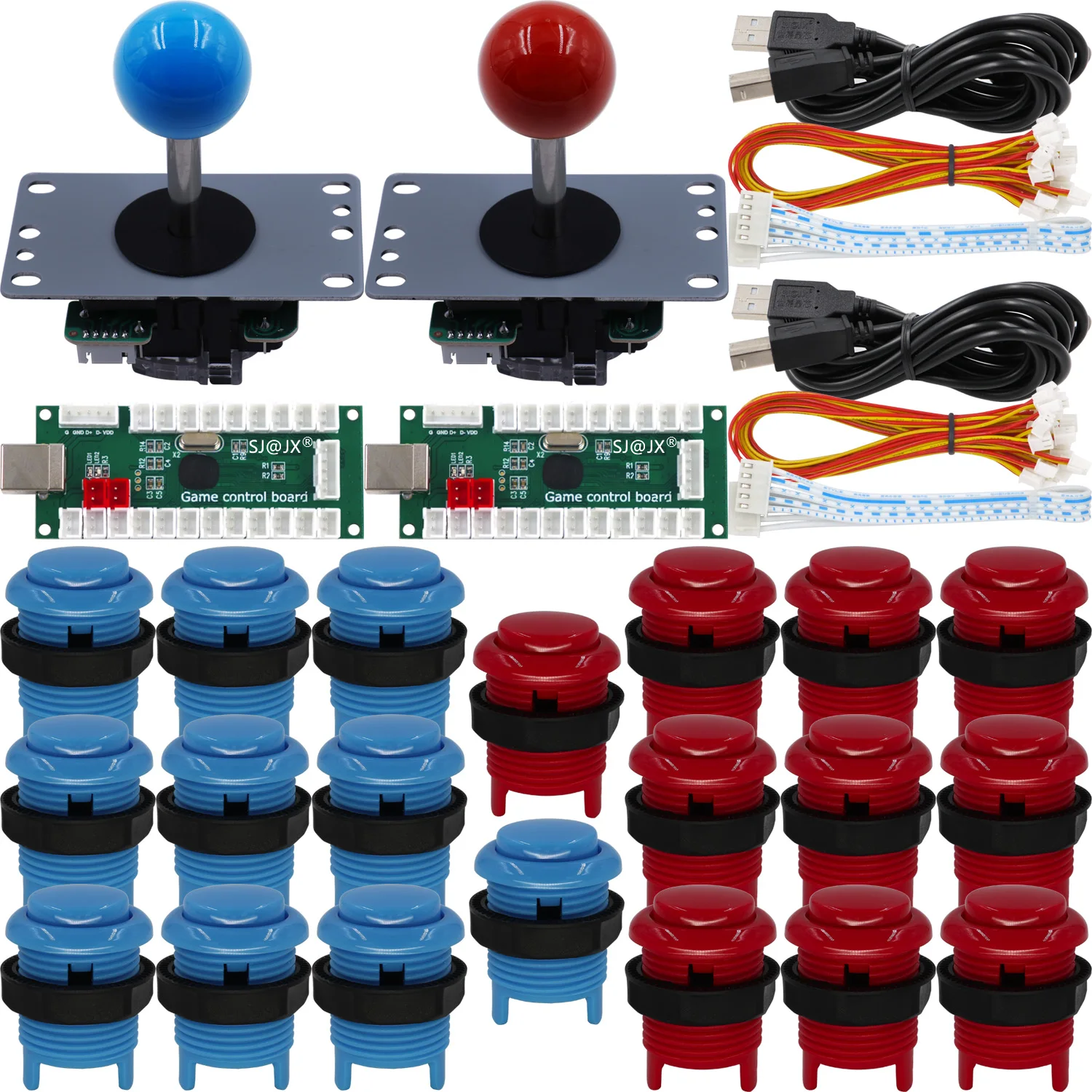 

SJ@JX Arcade Game 2 Player Controller DIY Kit Microswitch Button 4&8 Way Joystick USB Encoder Fighting for PC MAME Raspberry Pi