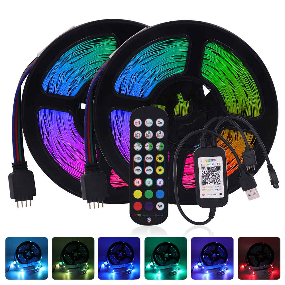 

Светодиодная лента RGB с Bluetooth светильник в, USB, водонепроницаемая светодиодная лента RGB SMD5050, Диодная гибкая светодиодная лента для подсветки рабочего стола телевизора