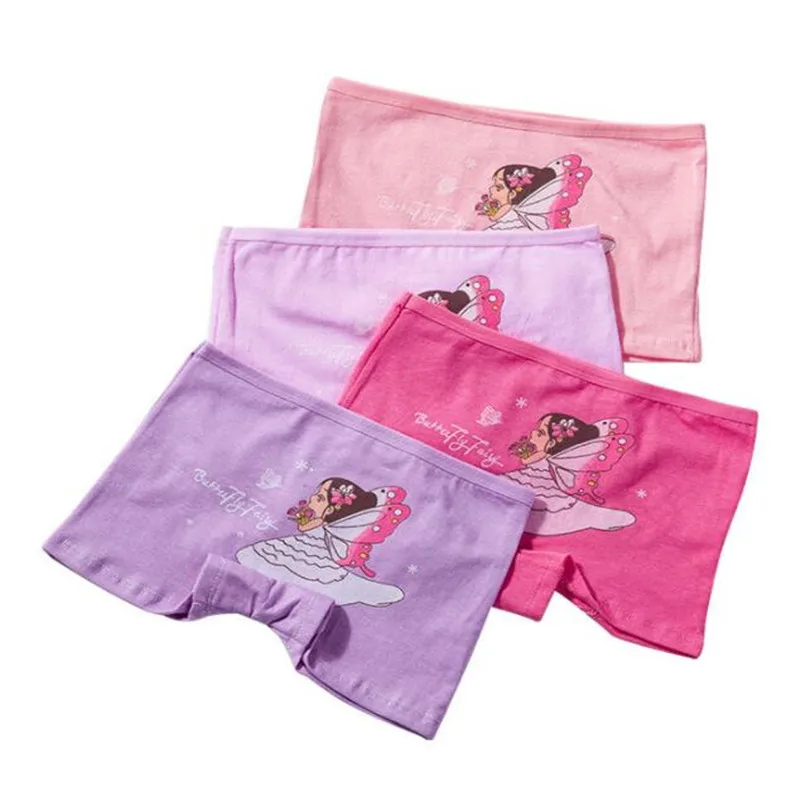 4pcs Girls Cotton Underwear Kids Princess Cat Floral Printing Panties Children Brief Quality Soft Underpants Size 2T-10T