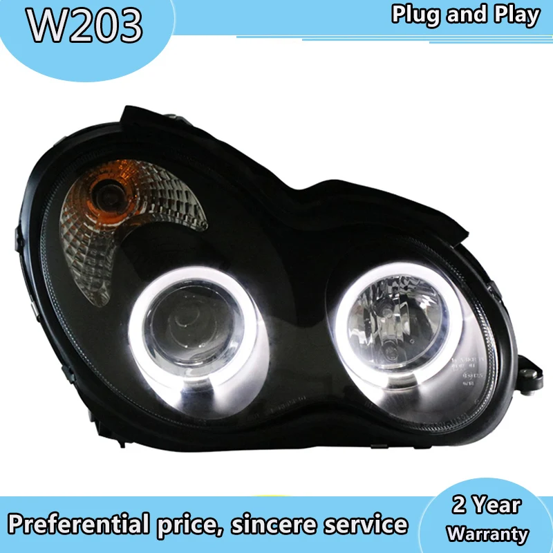 

Car stying For Mercedes-Benz 2000 -2007 W203 C63 C200 C230 C280 C300 LED Angel Eyes LED Head Lights Front Lamp With DRL Daytime