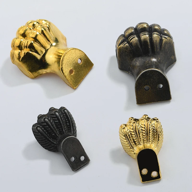 4PCS Antique Bronze Gold Silver Wooden Box Corner Feet Decorative Bracket for Jewelry Gift Box Foot Corners