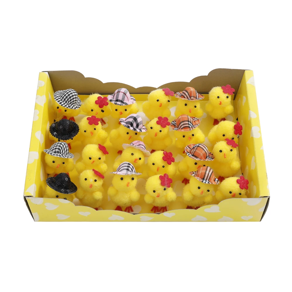 Cute Easter Chick DIY Miniature Animal Simulation Plush Chick Craft Toys Mini Chicken Garden Ornaments Kids Birthday Easter Gift