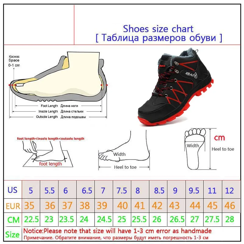 Homens inverno botas de neve quente super men alta qualidade à prova dmicroágua microfibra tênis ao ar livre masculino caminhadas botas sapatos de trabalho 36-48