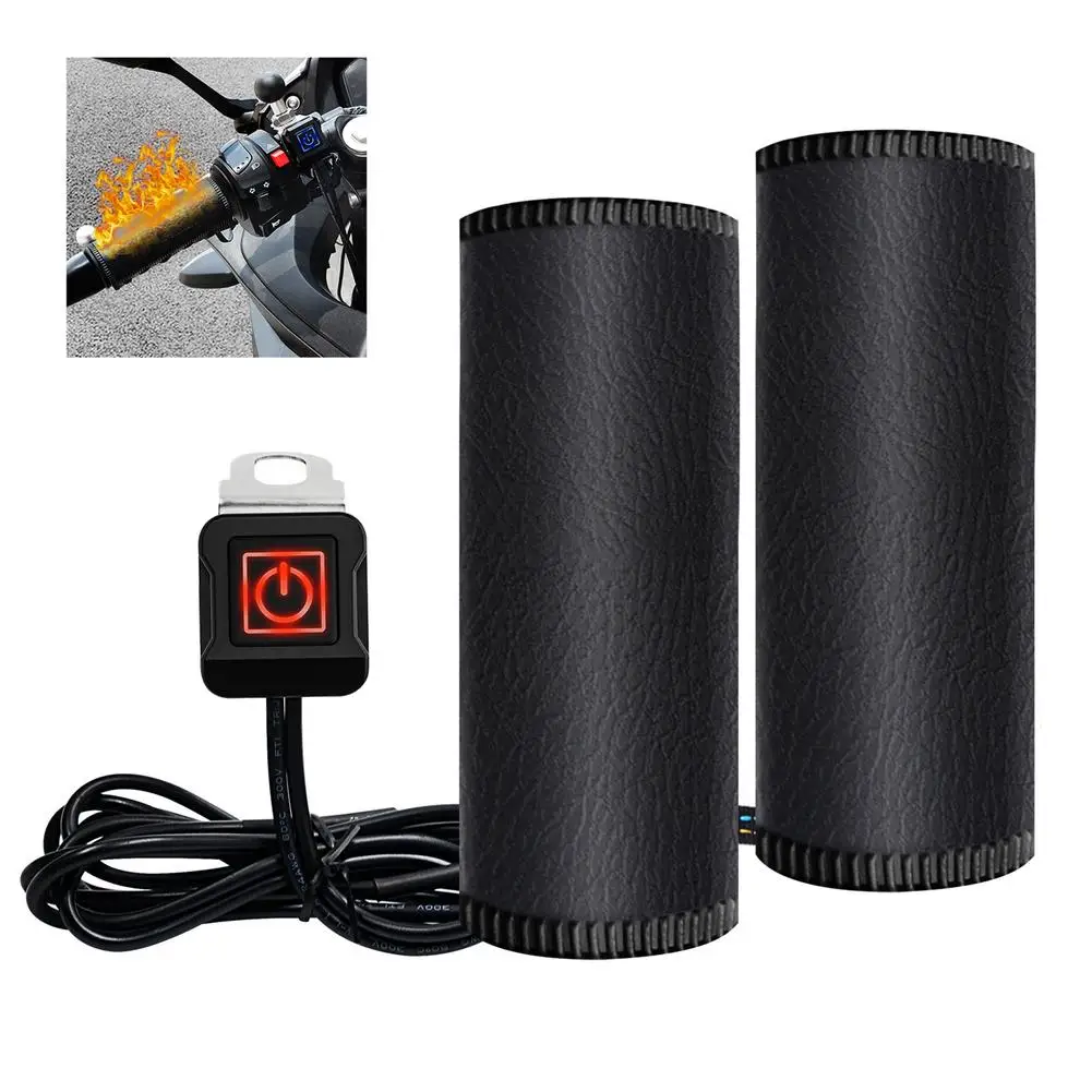 Waterproof Heating Cover Heated Grip Covers With 5 Speed Universal Motorcycle 12V Electic Heating Handle Cover Anti-skid Cover