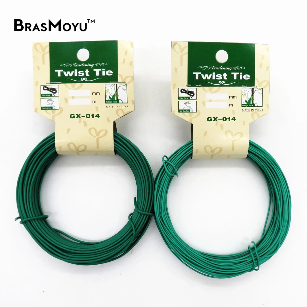 BRASMOYU 1PCS 12/15m Plant Twist Tie Garden Wire Green Cable Tie Coated Wire Garden  Bonsai Outlet Wire for Holding Branch 