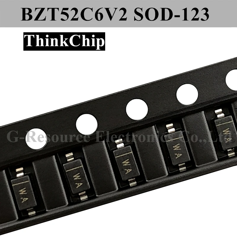 (100Pcs) BZT52C6V2 SOD-123 SMD 1206แรงดันไฟฟ้าStabilizedไดโอดDiode 6.2V SOD123 (เครื่องหมายWA)