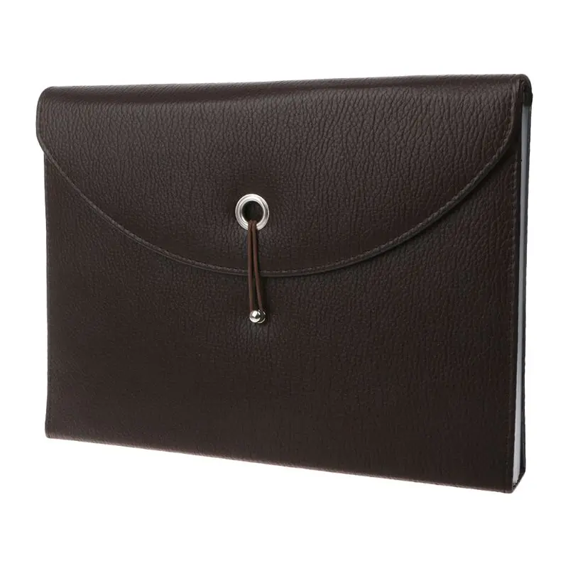 Fashion A4 Business Bag Men Lady Leather Pouch Paper File Folders Package Messenger Bags 13 Layers