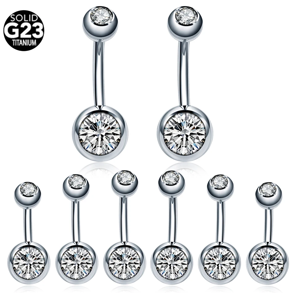 1Pc Titanium Navel Piercing Jewelry Gems Belly Button Piercing Ombligo External Thread Ear Piercer Navel Earring Women 6/8/10/12