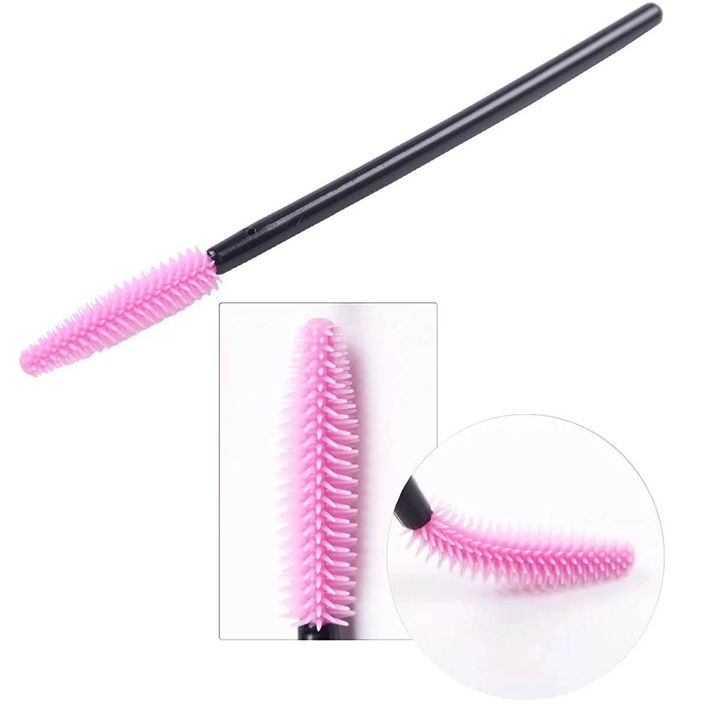 50pcs Disposable Silicone Mascara Wands Gel Eyelash Micro Brush Comb Applicator Spoolers Eye Lashes Extension Cosmetic