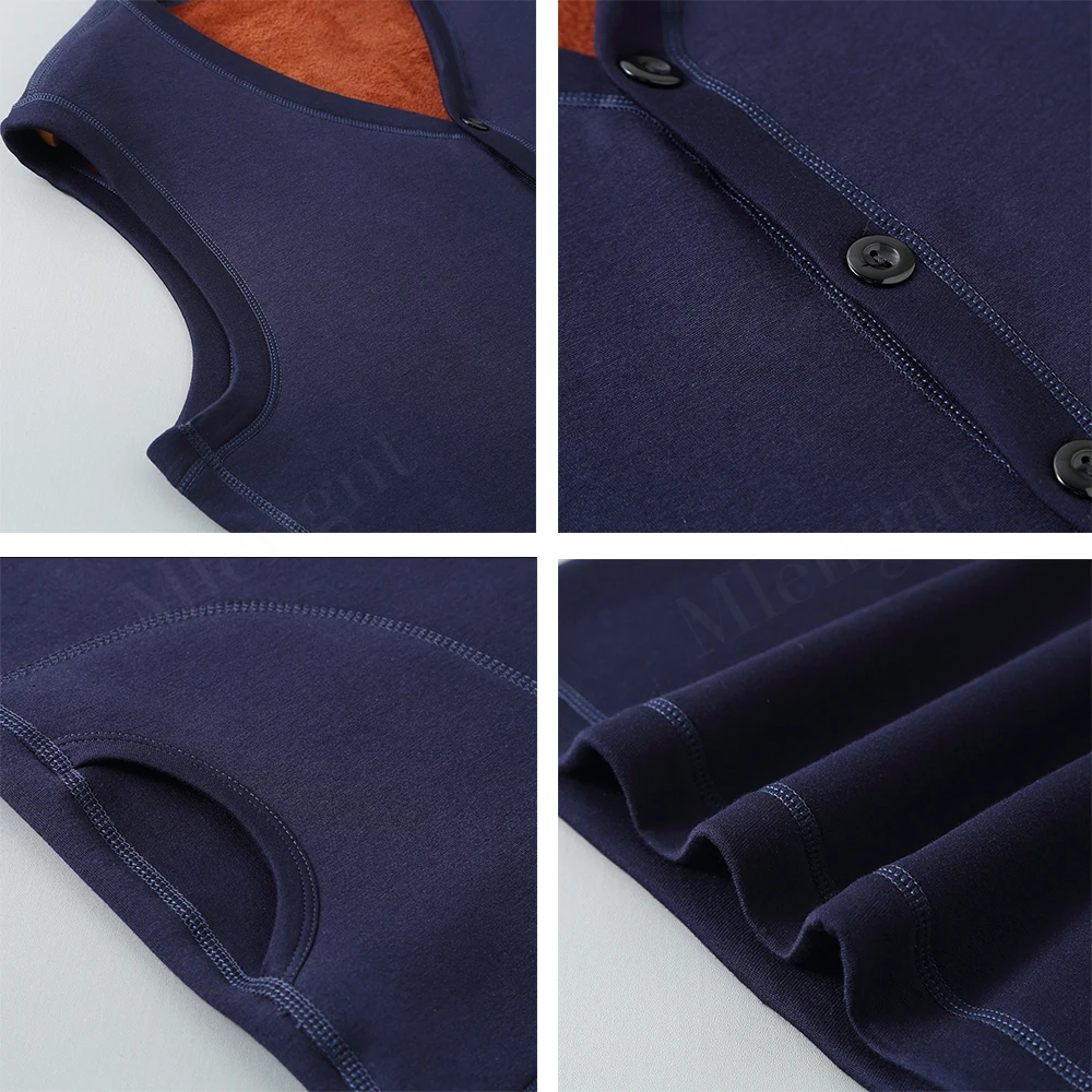 Men Warm Fleece Vest Winter New Simple Solid Sleeveless Jacket Men Autumn Fashion Casual Thick Vest V-Neck Waistcoat 5XL Jacket