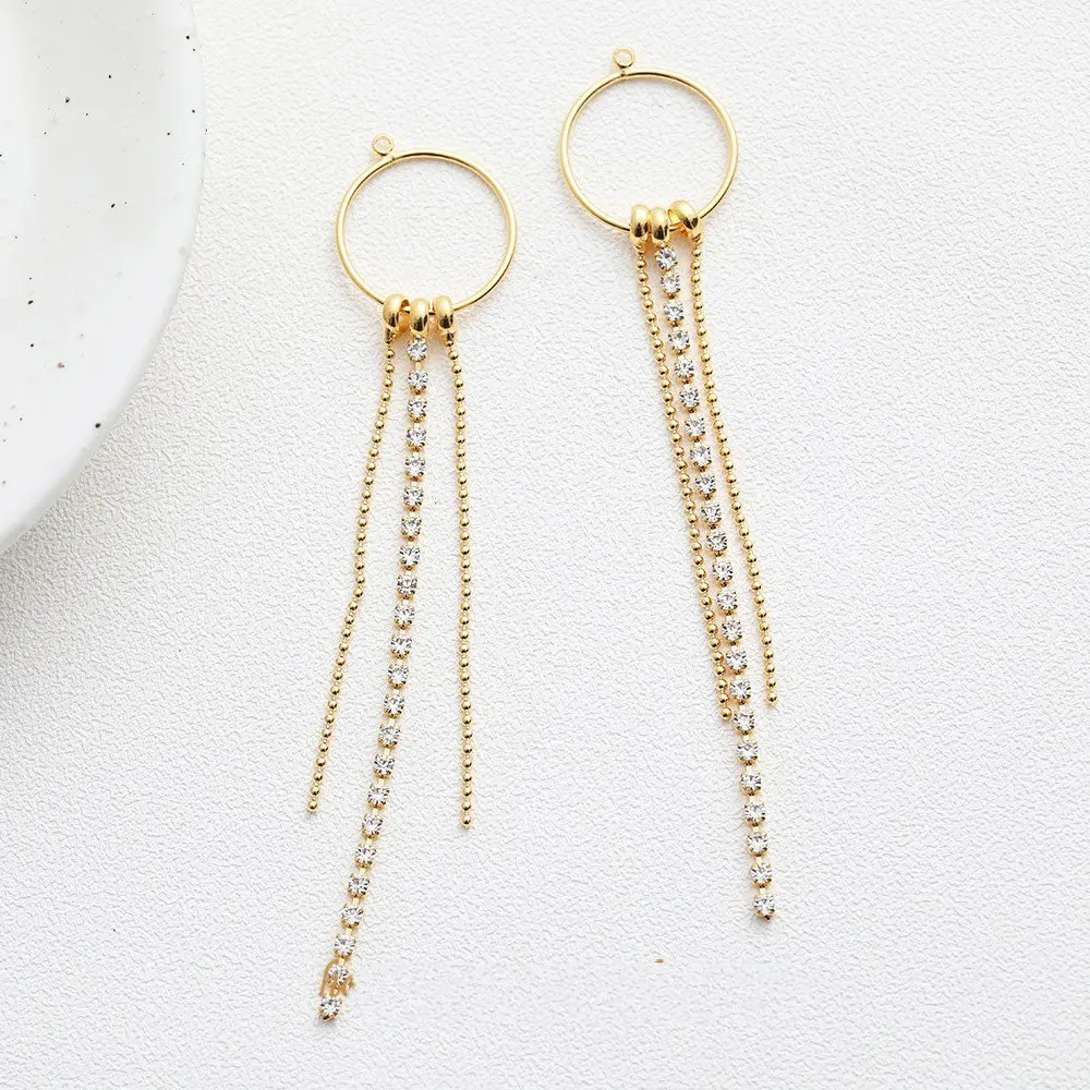 2PCS Tassel Pendant Diy Earrings Charms Making Superior Quality 18K Gold Plated for Jewelry Findings  DIY  Copper Accessories