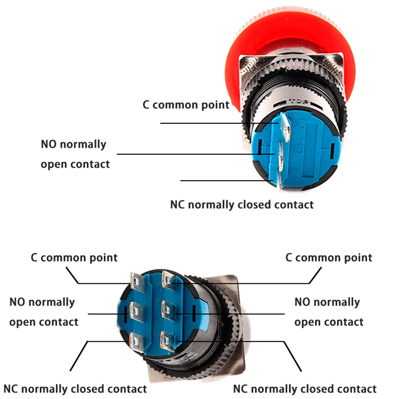 1PCS AB6 16mm 3/6 Pin Knob Rotary Switch Small Round Emergency Stop Switchs Start Up Power Switch Electrical Equipment With Key