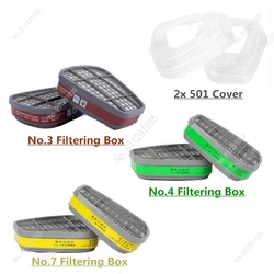 Máscara de gás Substituível Filtering Cartucho Box, respirador químico, pintura, pulverização, Segurança, Novo, 2Pcs Set, 6200, 7502, 6800