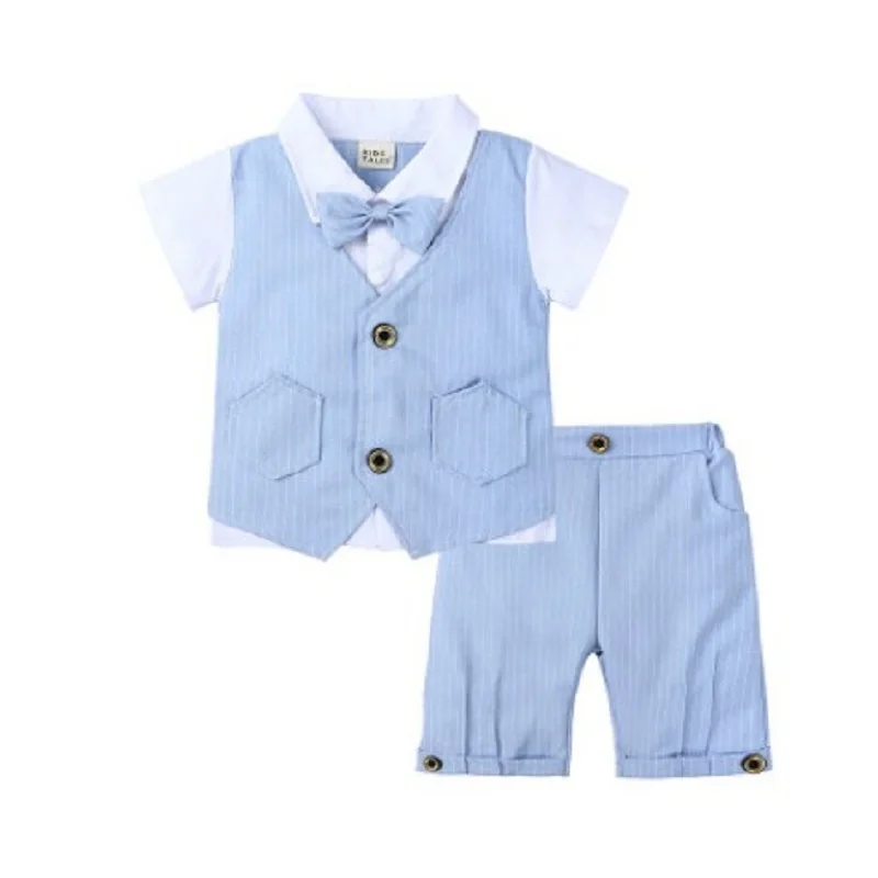 Bambino Ragazzo Signore Vestito Dei Bambini di Stile Britannico T-Shirt Maglia Top + Bow Tie bambini Vestiti Da Cerimonia Nuziale di Usura