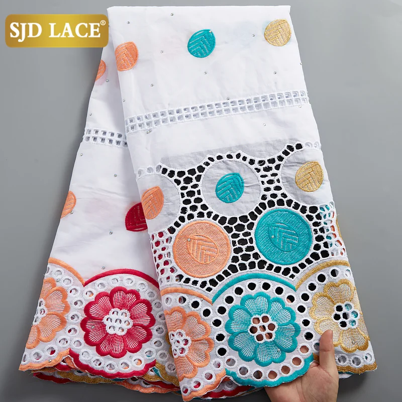 SJD LACE Clearance Style Swiss Voile Lace In Switzerland 2024 100% Cotton Embroidery African Lace Fabric Materials Sewing A2486