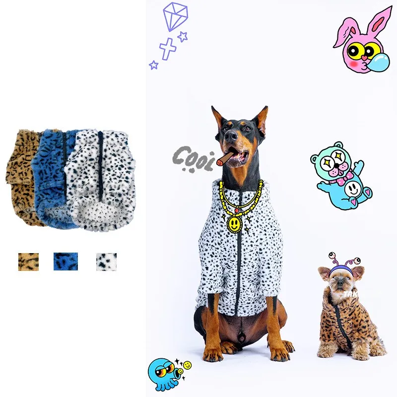 Fashion Winter Warm Doberman Leopard Coat Pet Dog Bull Terrier Jacket Clothes For Small Medium Dogs French Bulldog Pug GZC44