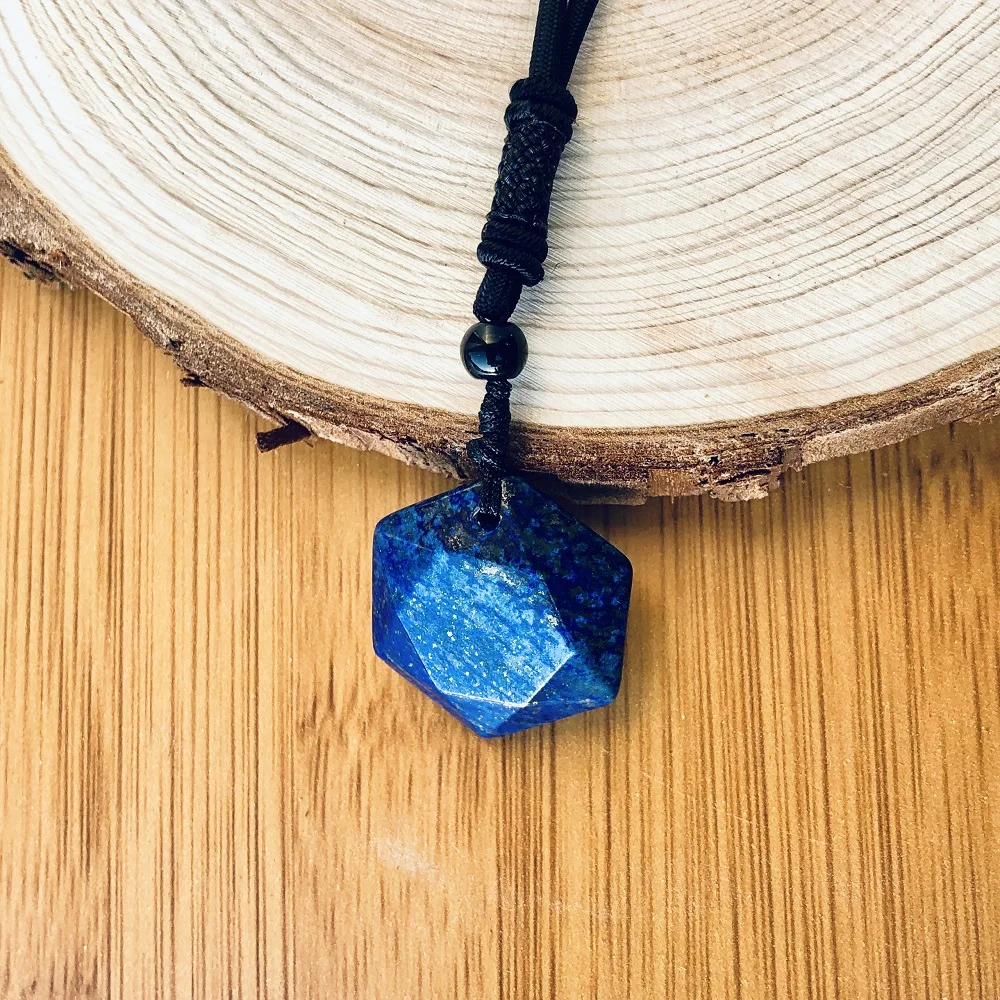 Lapis Lazuli Star of David Necklaces Women Natural Lazurite Wealth Pendant Necklaces Amulet Pendant Energy Stone Judaism Jewelry