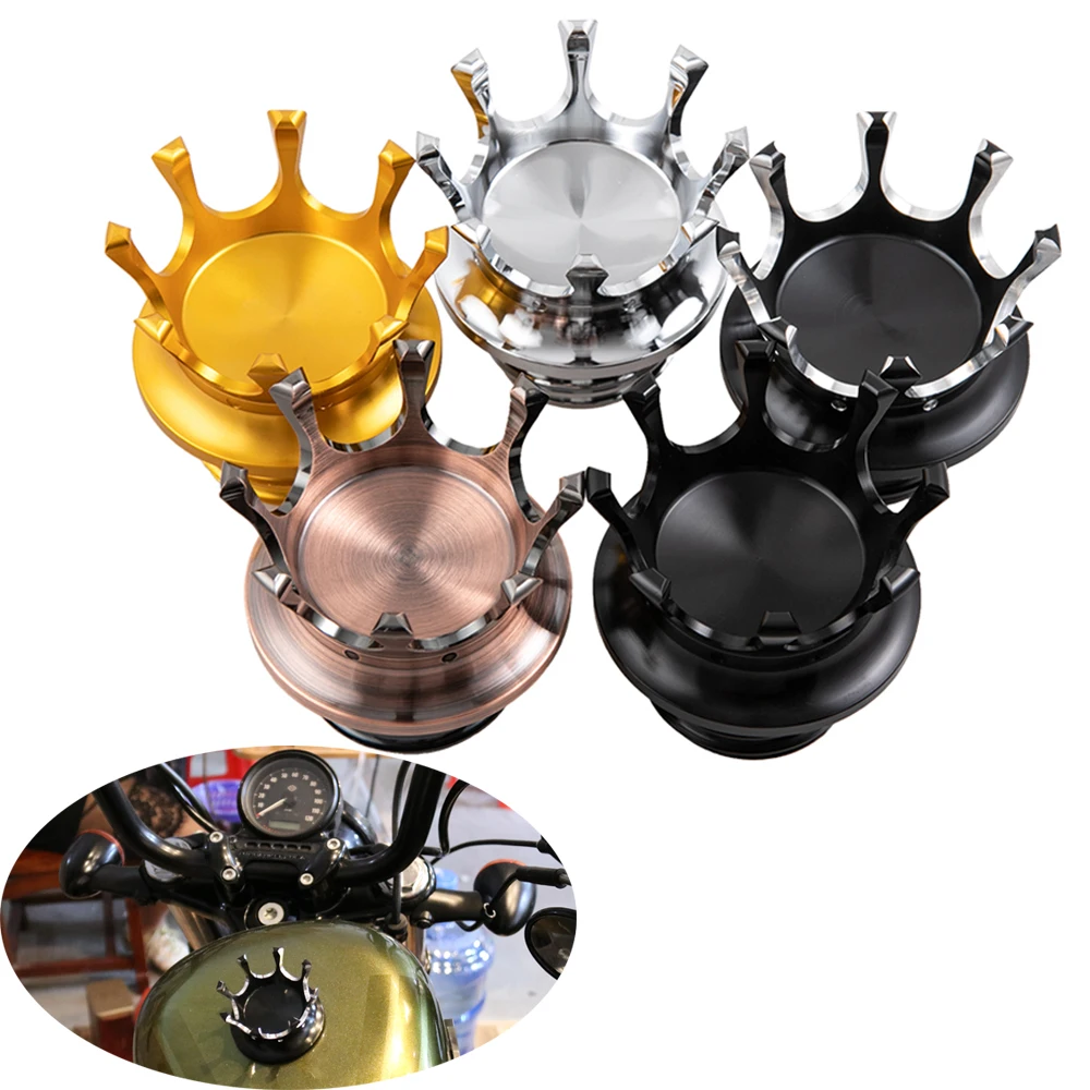 Aluminum Crown Style Vented Fuel Tank Cap Gas Cap For Harley Sportster XL 883 1200 Touring Road King Dyna Softail Custom