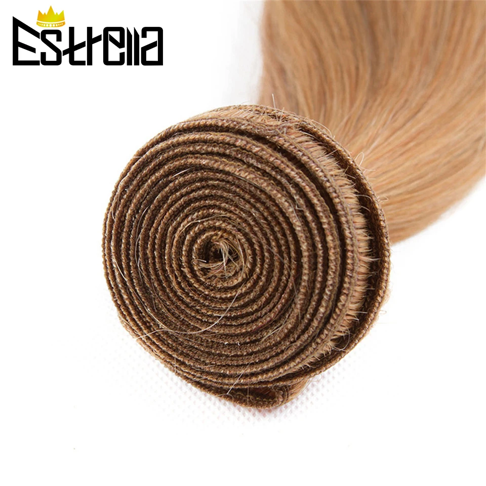 Cabelo brasileiro Weave Bundles, Remy reta, 100% cabelo humano, cor loira escura, 27, extensão do cabelo, Estrella