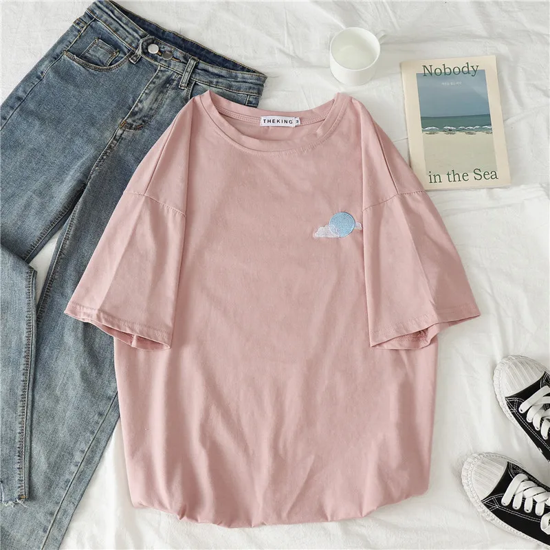 T-shirts Women Soft Trendy Elegant All-match High-quality Korean Style Loose Leisure Daily Womens Female Lovely Simple 2020 New